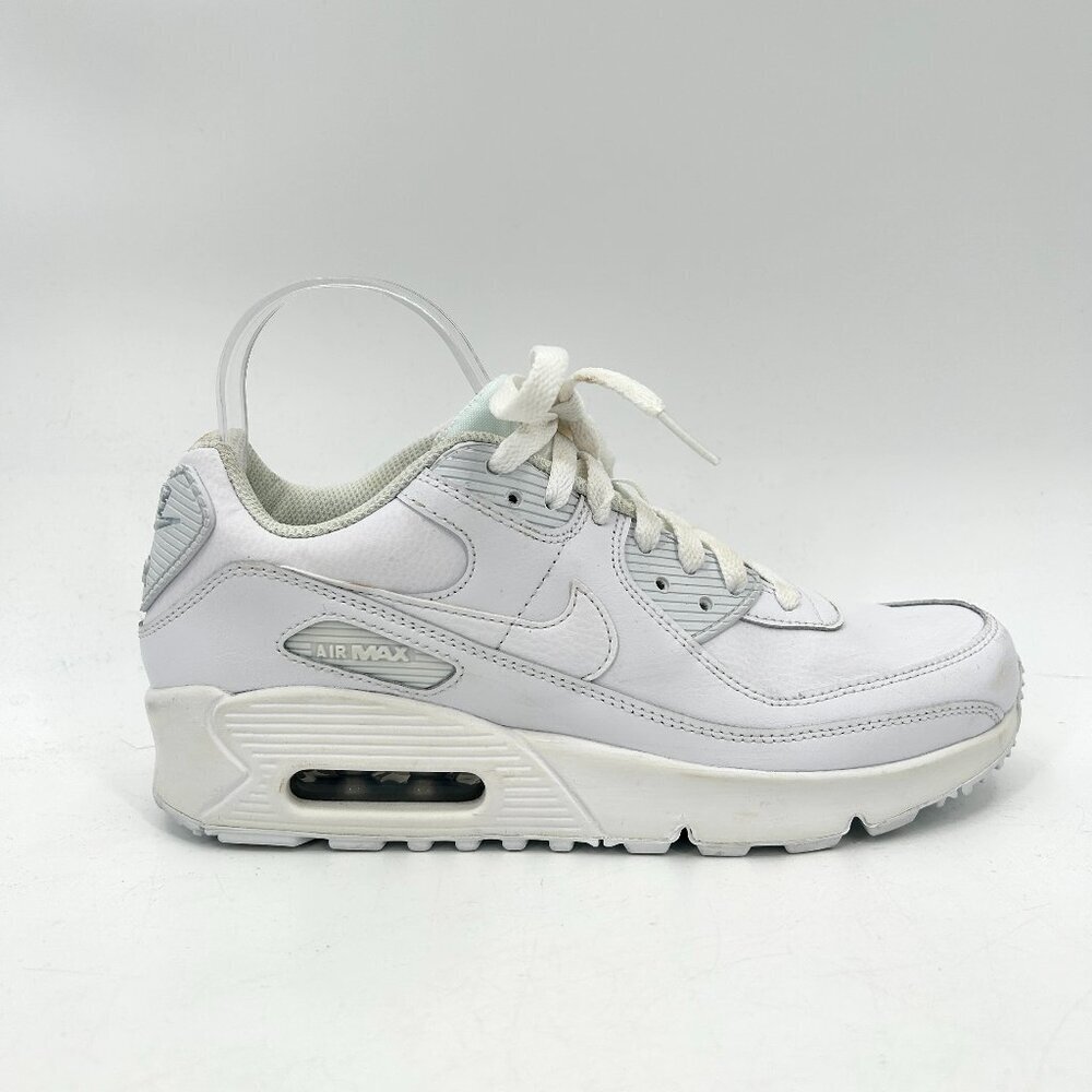 NIKE Air Max 90 LTR White Leather Lace Up Sneakers Shoes Size 5.5 Youth Big Kid